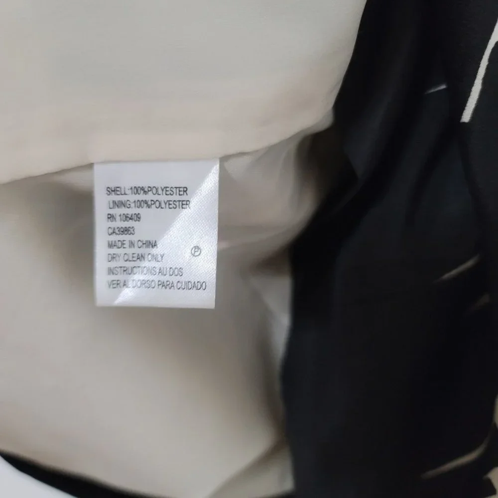 Tahari‎ ASL Arthur S Levine Dress 4 Black Cream Print Shift Short Sleeve Career